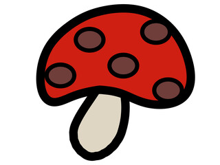 素材　きのこ　毒キノコ　食材　食べ物　シンプルイラスト