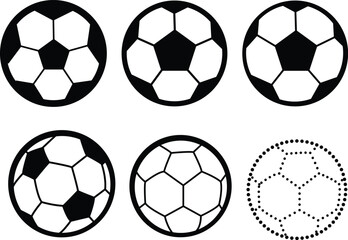 Soccer Ball Icon Set &ndash; Black and White Football Vector Illustrations