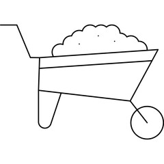 Wheel barrow single vector icon illustration