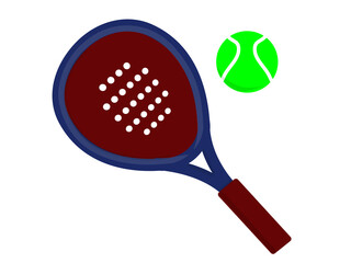 Paddle racket with ball isolated on transparent background. Sport equipment design.