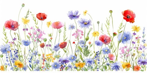 colorful flowers on white background