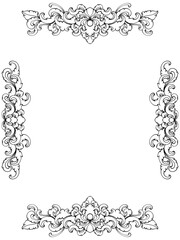 set frame with floral ornament vintage 