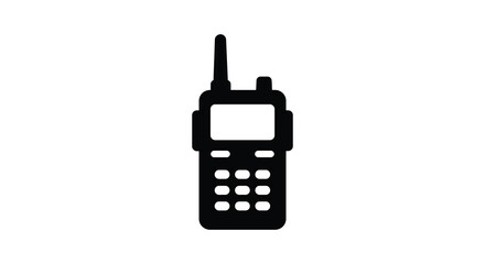 Simple black silhouette of a handheld walkie talkie communication device