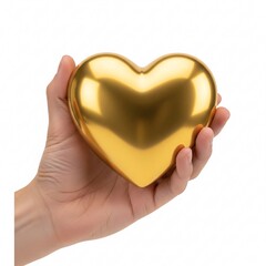 Fototapeta premium A hand holding a polished golden heart