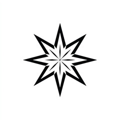 Obraz premium Geometric Eight Pointed Star Design in Black and White Minimalist Style Creative Vector Illustration