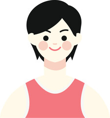 Cartoon Woman with Black Hair and Pink Tank Top Illustration