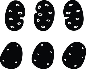 Black White Potato Icons Vector Illustration