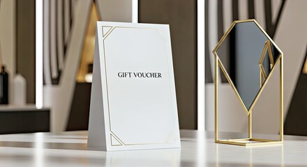 Gift Voucher Mockup with Art Deco Style and Ethereal Light