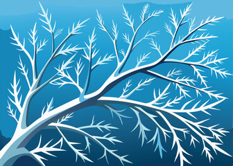 Obraz premium A stylized illustration of a tree branch covered in frost