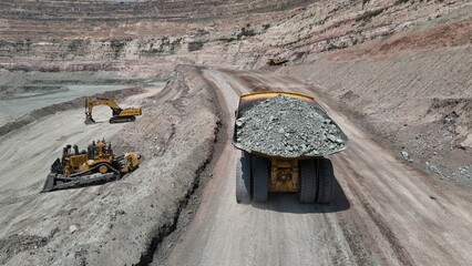 Dump truck at the Orapa Diamond mine pit in Central Botswana, Africa © Bashi