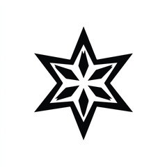 Obraz premium Geometric Star Shape Illustration Black and White Design Simple Vector Art Minimalist Style Decorative Element Isolated Figure