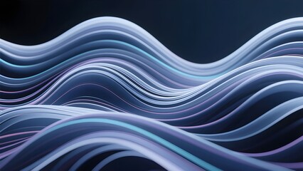 Abstract flowing blue and purple wavy lines with glowing edges