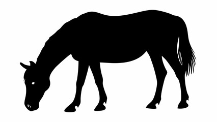 Obraz premium Elegant horse silhouette peacefully grazing in pasture, creating a serene and natural scene, scalable vector graphic