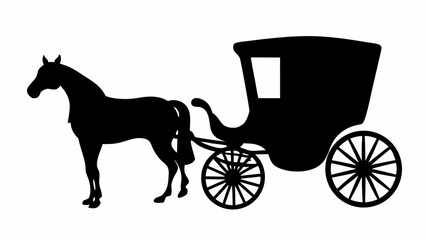 Elegant horse drawn carriage silhouette, a vintage icon for classic romance and historical storytelling
