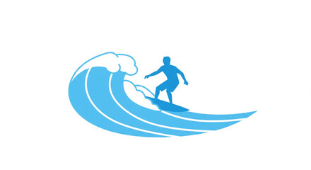 A stylized silhouette of a surfer gracefully riding a breaking ocean wave.