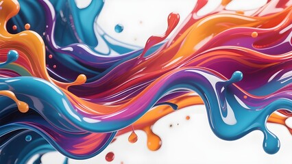 Vibrant and colorful liquid paint splashes and waves abstract background