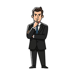 Contemplating Businessman Character