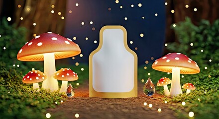 Whimsical Mockup of a Blank Pouch for Pet Treats in a Fantasy Forest