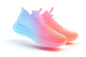 Shoe Mockup athletic shoes with gradient mesh design and shadow, clean and professional composition, copy space, background color white, minimalism, stock vector