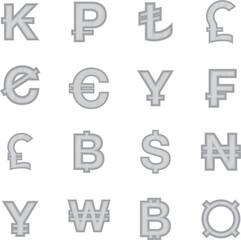 Currency from different countries icons set