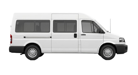 Isolated white minibus for passenger transportation on a neutral background, mobility