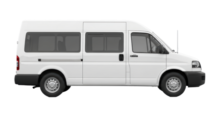 Isolated white minibus for passenger transportation on a neutral background, mobility