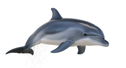 Isolated Dolphin leaps from the water aquatic animal sea creature marine wildlife jumping ocean