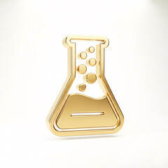 Golden Erlenmeyer flask with bubbles