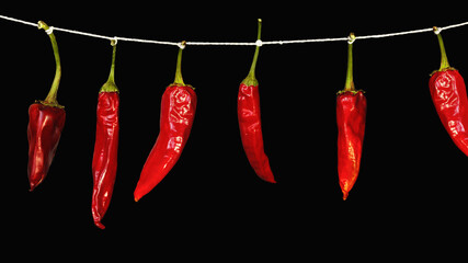 Hot spices on a string for storing.