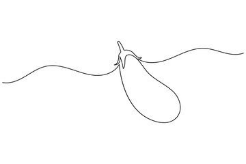 Obraz premium Eggplant continuous one line drawing of vegetable in minimalist style. Perfect for food, organic, and healthy lifestyle design