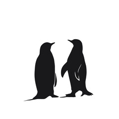 Naklejka premium A cute black penguin animal silhouette vector illustration is isolated on a white background