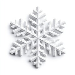 Intricate white snowflake ornament, detailed, six-pointed,  isolated on pure white background, subtle shadow