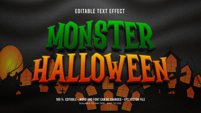 monster halloween editable text effect premium