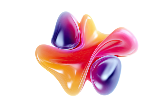 Abstract, vibrant, fluid shapes in rainbow colors