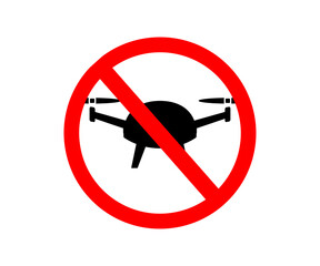 No drone zone sign icon. No drone zone sign symbol indicating aerial vehicle prohibition vector design and illustration. 