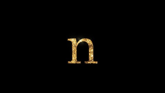 Golden letter N with transparent background, golden alphabet