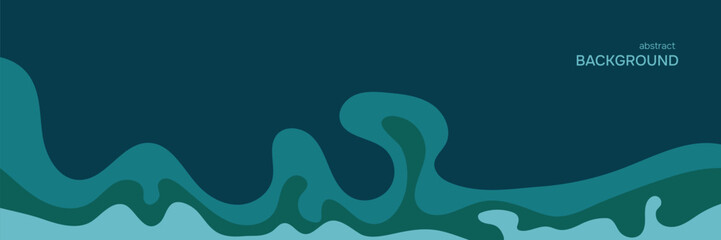 Organic abstract wave backdrop. Abstract teal liquid background. Vector