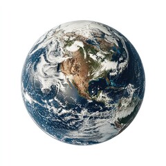 Detailed satellite image of Earth, centered on North America, showcasing cloud cover, landmasses, and oceans in high resolution