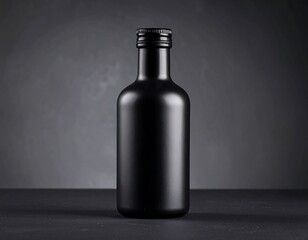 A black bottle on a dark background