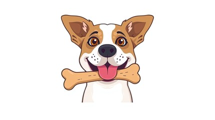 Obraz premium Happy Dog Enjoys Tasty Bone