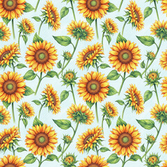seamless pattern with sunflower