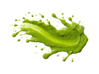 Green mojo verde sauce smear, dressing splatter drip, Canary Islands isolated on a white background