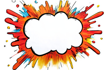 Colorful comic book speech bubble with explosion effect