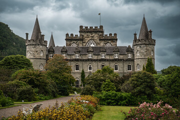 Inveraray Castle with Landscaped Garden under Dramatic Sky - Scotland, UK