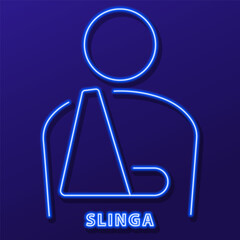 slinga neon sign, modern glowing banner design, colorful modern design trends. Vector illustration.
