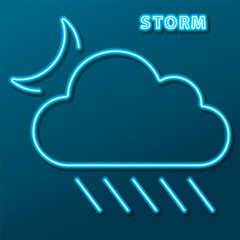 storm neon sign, modern glowing banner design, colorful modern design trends. Vector illustration.