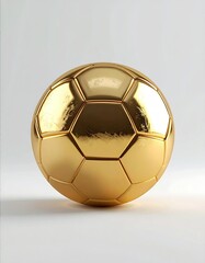 Golden Soccer Ball on White Background