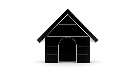 Fototapeta premium Simple Black Dog House Icon on White Background.
