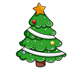Cute Christmas tree set decorated with bell and lamps PNG image.
