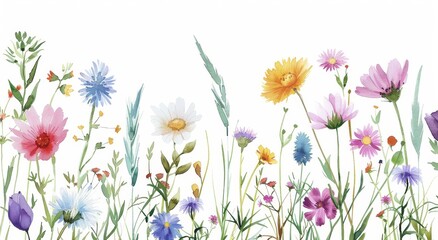 spring flowers on white background